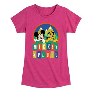 Girls' - Disney - Mickey And Pluto Fitted Short Sleeve Graphic T-Shirt - 1 of 4