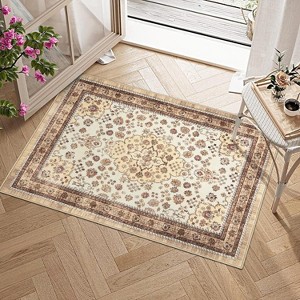 Fulvari Washable Area Rug Vintage Foldable Thin Rug Soft Low-Pile Non-Slip Stain Resistant Floor Indoor Outdoor Carpet - 1 of 4