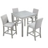 VYNXARIA 5 Piece Counter Height Table Set,Wooden Kitchen Table Set with Square Table and 4 Upholstered Chairs for Kitchen,Dining Room - 2 of 4