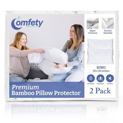 2-Pack Viscose Waterproof Pillow Protectors (2 Piece Each), Zippered, Hypoallergenic & Breathable Cooling Pillow Covers for Ultimate Comfort