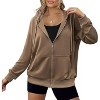 ZEAGOO Women's Lightweight Hoodies Full Zip Up Oversized Sweatshirts with Pockets Long Sleeve Thin Fall Casual Drawstring Hooded Jackets - 2 of 4