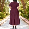 Anna-Kaci Women's Plus Size Casual Round Neck Flutter Short Sleeve Elastic Waist Smocked Maxi Dress - 3 of 4