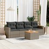 vidaXL Patio Sofa Set with Cushions Outdoor Furniture 5 Piece Poly Rattan - Gray - 2 of 4