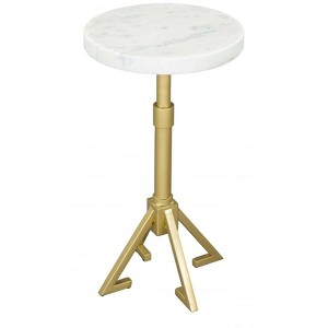 Side Table in White & Gold 22"H – Modern Natural Marble Top & Powder-Coated Iron Base by Zuo Modern - 1 of 4