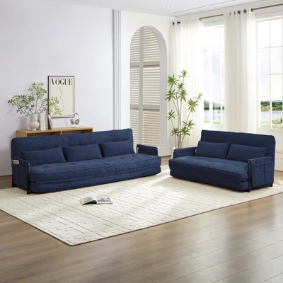Mjkone Muti-Functional Folding Sofa Bed,Floor Sofa Bed Set,Lazy Sofa with Pillows,6 Position Adjustable Backrest