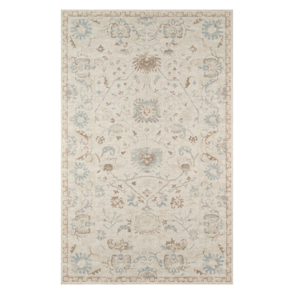  Floral Loomed Accent Rug Beige