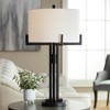 Franklin Iron Works Idira Modern Industrial Table Lamp 31 1/2" Tall Black Metal White Drum Shade for Bedroom Living Room Bedside Nightstand Office - 2 of 4
