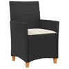 vidaXL Patio Chairs with Cushions 2 pcs Black Poly Rattan&Solid Wood - 4 of 4