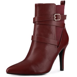 Perphy Women's Pointy Toe Cross Straps Stiletto Heel Ankle Chelsea Boots - 1 of 3