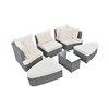 Whisen 6-Piece Outdoor Patio Furniture Set, Round PE Wicker Rattan Conversation Sofa with Detachable Seating and Coffee Table - 3 of 4