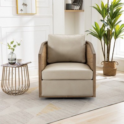CAVINAS Upholstered Accent Chair with Comfortable Foam Cushion,Modern Swivel Barrel Chair,Club Chair for Bedroom,Reading Room