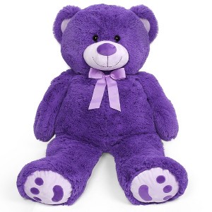 LotFancy 3 Feet Giant Teddy Bear Stuffed Animal, 39" Large Purple Bear Plush Toy with Footprints - 1 of 4