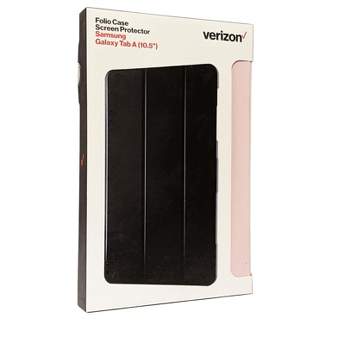 Verizon Folio Case & Tempered Glass Bundle for Galaxy Tab A (10.5 inch) - Pink