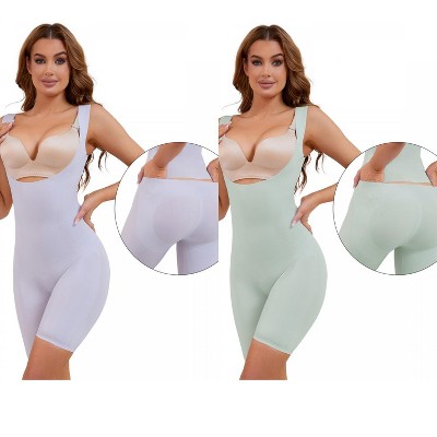 INSPIRE CHIC 2 Pcs Women's Butt Lifter Thigh Slimmers Bust Back Support Body Shapers
