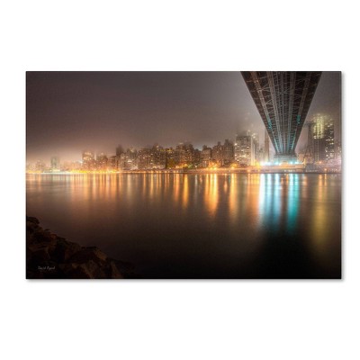 30" x 47" Fog Under the Queensborough Bridge - Midtown' by David Ayash - Trademark Fine Art