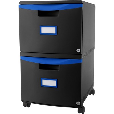 Storex 2-Drawer File Cabinet with Wheels Letter/Legal - Black/Blue