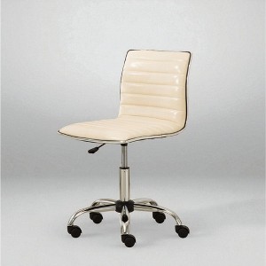 Mshliw Modern Faux Leather Mid-Back Adjustable Swivel Office Chair with Air Lift Height Control and Rolling Wheels, Chrome Base, Dining Chair - 1 of 4