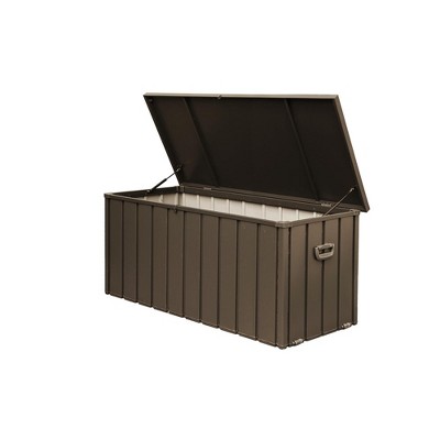 150 Gallon Storage Deck Box, Weather Resistant Lockable Storage Bin Container, Utility Storage Bench For Outside Cushions, Throw Pillows, Pool Supply