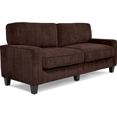Palisades Compact Linen Fabric Sofa with Wood Accents, Riverfront Brown