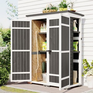 5.5ft Outdoor Shed-Waterproof Roof & Lockable Doors for Garden Tools - 1 of 3