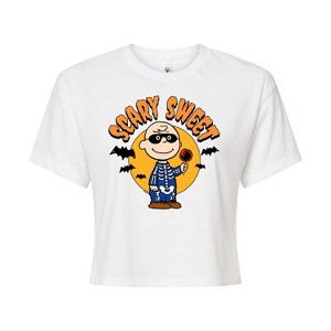 Women's - Peanuts - Scary Sweet Cropped Graphic T-Shirt - 1 of 4