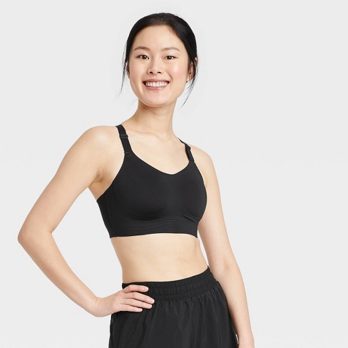 Women's High Support Embossed Racerback Run Sports Bra - All In Motion™  Black L