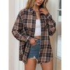 Womens Fashion Plaid Flannel Jacket Casual Long Sleeve Button Collared Neck Oversized Shirts - 3 of 4