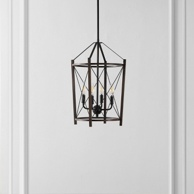 Peltier 4-Light Black and Brown LED Pendant Light