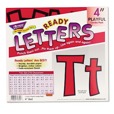 Trend Ready Letters Playful Combo Set Red 4"h 216/Set T79742