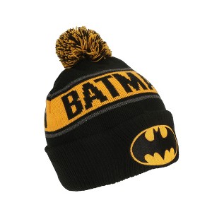 Batman Logo & Name Text Black Cuff Beanie - 1 of 4