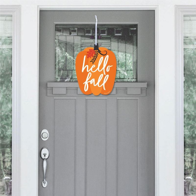 Big Dot of Happiness Fall Pumpkin - Hanging Porch Halloween or Thanksgiving Party Outdoor Decorations - Front Door Decor - 1 Piece Sign, 2 of 9