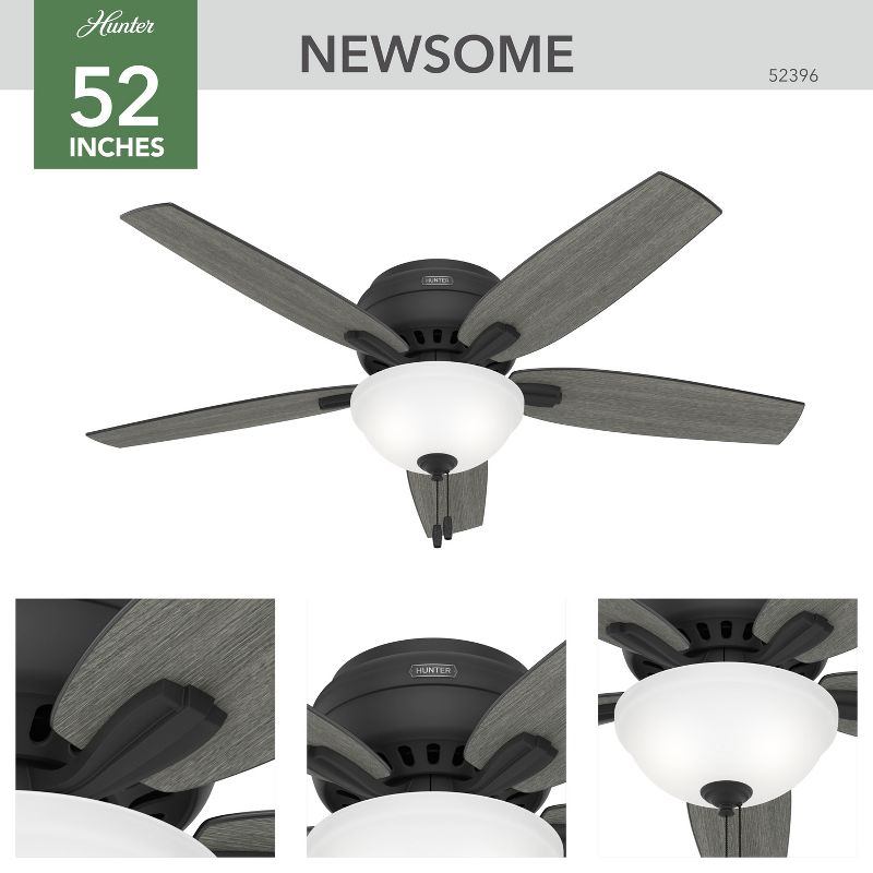 52" Newsome Low Profile Ceiling Fan (Includes LED Light Bulb) - Hunter Fan, 3 of 18