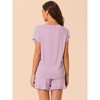 cheibear Women's Summer Soft Short Sleeves Tops with Ruffle Shorts Lounge Pajamas Sets - 4 of 4
