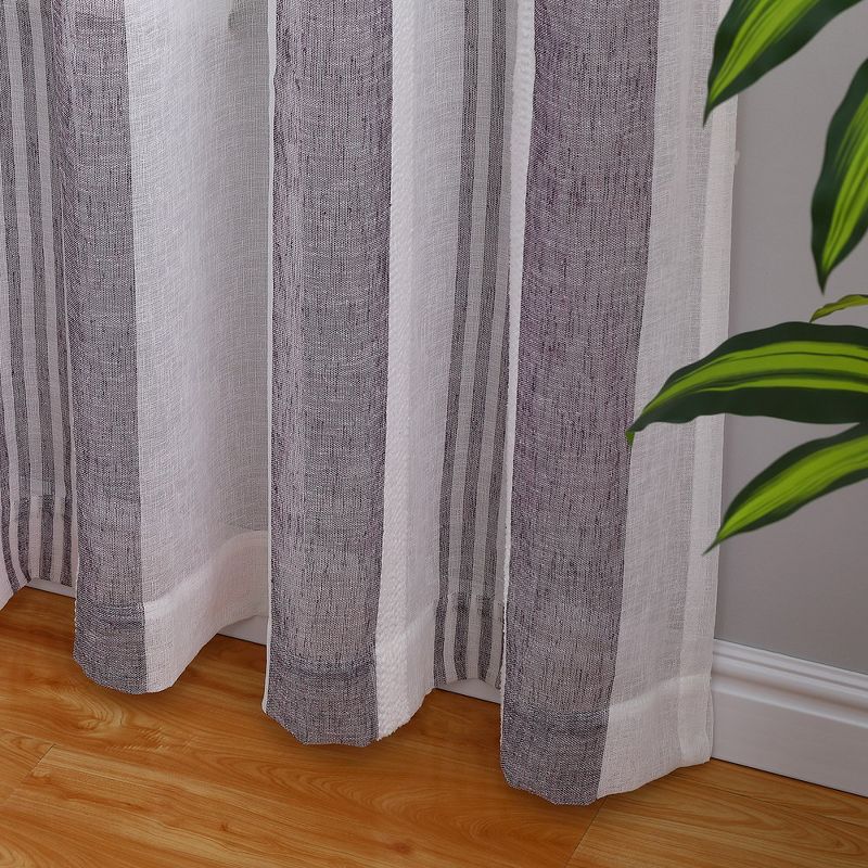 Whizmax Sheer Stripe Curtains for Living Room Bedroom Window Grommet Voile Drapes, 2 Panels, 4 of 6