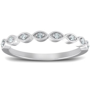 Pompeii3 Diamond Wedding Ring Womens Stackable 10k White Gold Anniversary Band - 1 of 4