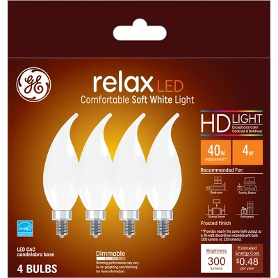 GE 4-Pack 40W Soft White Dimmable LED Candle Bulbs