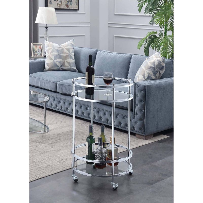 Royal Crest Bar Cart with Wheels Chrome - Breighton Home, 3 of 5