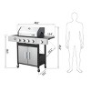 Coolbibila-3-Burner Propane Gas BBQ Grill, Iron BBQ Grill With Smoker, Outdoor Grill Station With High Power Output Of 46790BTU - 4 of 4