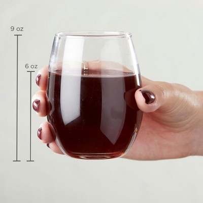 Clear 9 oz Stemless Wine Glass Set of 12