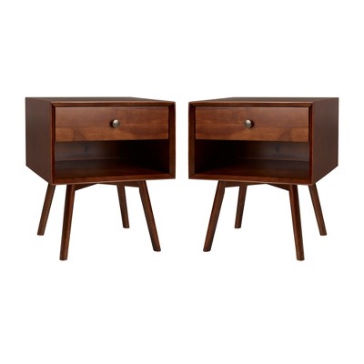Greenberg 1 Drawer Mid-Century Modern Solid Wood Nightstand - Saracina Home