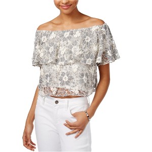 Rachel Roy Womens Lace Crop Knit Blouse - 1 of 1