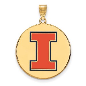 Black Bow Jewelry 14k Yellow Gold Plated Sterling Silver Illinois Fighting Illini NCAA Extra Large Pendant - 1 of 3