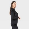 Wander by Hottotties Women's Velour Thermal Crewneck Sweatshirt - Black - 2 of 4