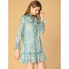 INSPIRE CHIC Women's Floral Dress Loose Chiffon Ruffle Self Tie Neck Shift Dresses - 4 of 4