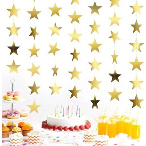 Star Garland, Glitter Gold Star Garland Banner, 66 Feet Double Side Star Hanging Bunting Banner Backdrop Little Star Paper Hanging Decor for Christmas - 1 of 2