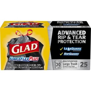 Glad ForceFlex Plus 30 gal Trash Bags Drawstring 25 pk 0.9 mil (Case of 6) - 1 of 1