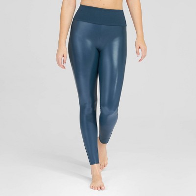 womens blue leather pants