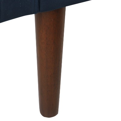 Fulton Mid-Century Modern Velvet Storage Bench in Dark Navy Blue