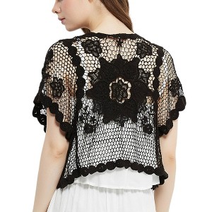 Anna-Kaci Women's Crochet Floral Lace Short Sleeve Cropped Shrug - 1 of 4