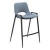 HomeRoots Set of Two 26" Blue And Black Faux Leather And Steel Low Back Counter Height Bar Chairs - 4 of 4